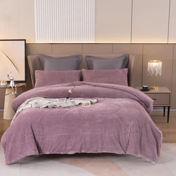 Плед-покрывало Шарпей на овчине с наволочками Colorful Home Лиловый