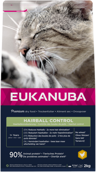 Sucha karma dla kota Eukanuba Adult Hairball Control chicken 2 kg (8710255123004)