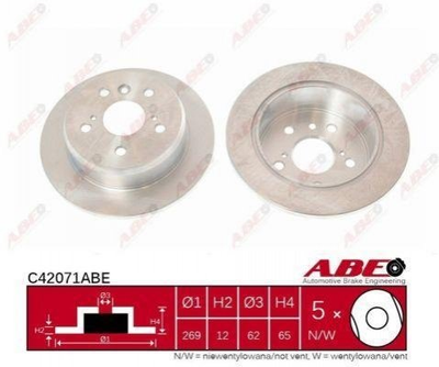 Тормозные диски ABE C42071ABE Toyota Camry 4243106050, 4243133030, 4243133050