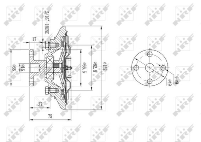 Вискомуфта вентилятора NRF 49592 Jeep Cherokee XJ, Cherokee KJ 3241858, 52003205, 52027890