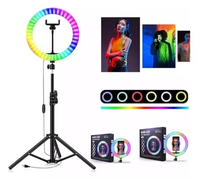 Кольцевая лампа 26 см LED RGB светодиодная для блогеров и Тик Ток со штативом питание 5В TP-258