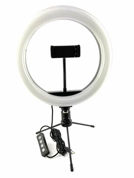Кольцевая лампа светодиодная с мини-штативом и съёмным шарниром Ring Light LED S5018-NEW-10INCH