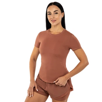 Футболка жіноча спортивна для фітнесу Zelart VSX 2382 розмір M (165-168см) Terracotta