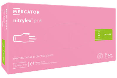 Нітрилові рукавички Mercator Nitrylex Pink S рожеві 50 пар