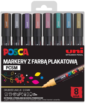 Zestaw markerów kolorowych Uni Posca do plakatów metaliczne 8 szt (5906340928422)