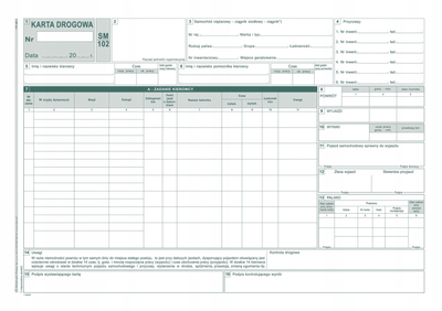 Formularze do nadruku Michalczyk i Prokop Karta drogowa SM/102 numerowana 801-1N A4 80 arkuszy (5906858003857)