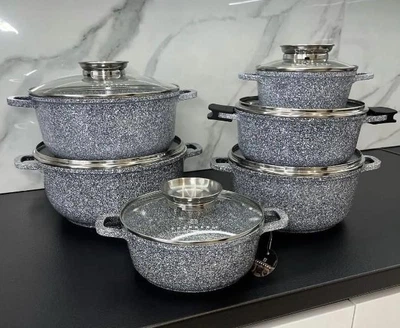 Набір каструль казанів 6 шт. із гранітним покриттям Edenberg EB-8144 (12 предметів)