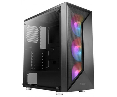 Корпус Antec NX320 Black, Mid Tower, без БЖ, для ATX/Micro ATX/Mini ITX, 2xUSB 2.0, 1xUSB 3.0, бічна панель із загартованого скла, 3x120 мм ARGB Fan (0-761345-81035-7)