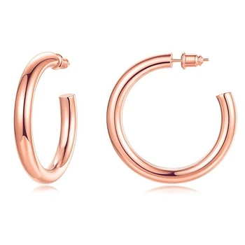 Женские серьги-кольца Round Chunky Hoops, 40 мм, розово-золотистые