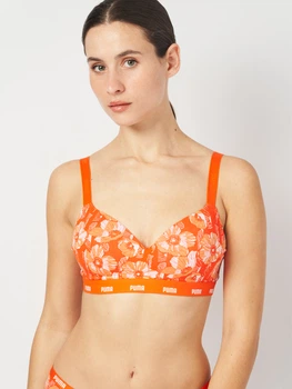 Бюстгальтер без кісточок бавовняний Puma Women Printed Padded Top 1P 93859703 S Помаранчевий (8720245628549)