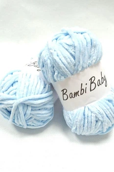 Плюшева пряжа Bambi Babi Світло-блакитний велюр 012, 100 г/110 м