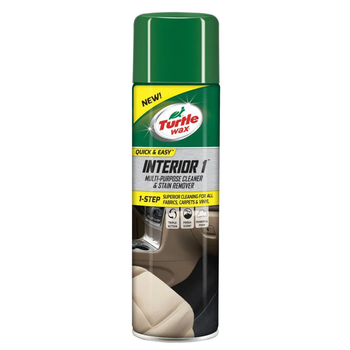 Суха хімчистка салону Turtle Wax Interior 1 500 мл, універсальний очищувач тканини та пластику авто, видалення плям і запахів