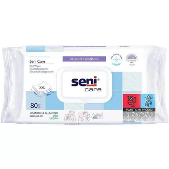 Вологі серветки для догляду за тілом SENI CARE 30 х 20 см 80 шт