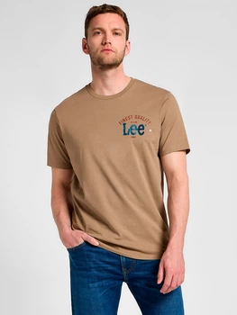 Футболка хлопковая длинная мужская Lee 112355584 S Бежевая (5401139037793)