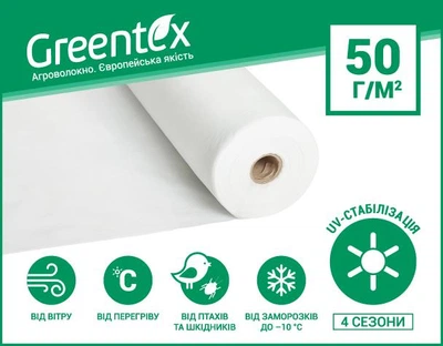 Агроволокно Р50 1.6м х 10м Greentex покривне Біле