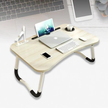 Подставка столик для ноутбука Laptop Table с 4 USB портами фонариком и вентилятором, Cветлое дерево