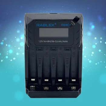 Зарядное устройство для аккумуляторов Rablex универсальная зарядка на 4 аккумулятора Ni-MH Ni-CD: AA/AAA