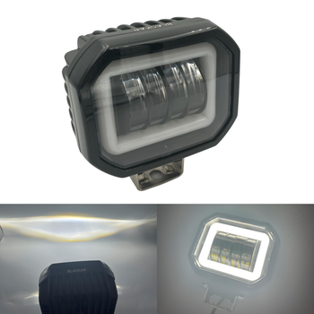 Автомобильная светодиодная дополнительная LED лед фара 4 линзы квадрат 60W с габаритом