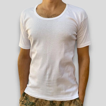 Мужская футболка базовая с широким горлом белая Namaldi L (113-White-L)