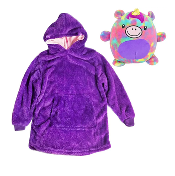 Детская толстовка Huggle Pets Hoodie с капюшоном Фиолетовая Единорог 134 см