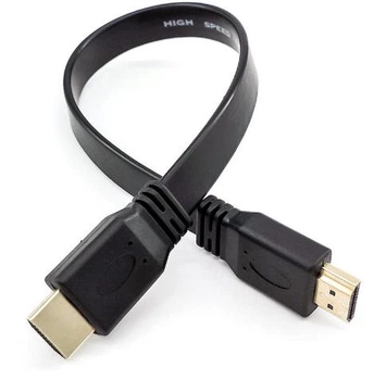Кабель HDMI плоский Slim 30см HDMI -> HDMI 1.4 2К FULL HD 1080P короткий Чорний
