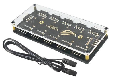 Фан хаб кулерів з підсвічуванням 10 x RGB Sync 12V/4 pin + PWM HUB розгалужувач Концентратор Чорний