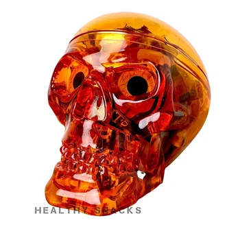 Прозорий череп із солодощами Halloween Skull оранжевий 333 г
