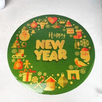 Кругла зелена новорічна серветка 38 см New Year (63-Ж)