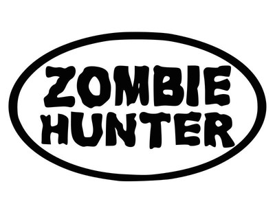 Наклейка на Авто / Мото / Витрину на Стекло Кузов " Хэллоуин - Halloween - Зомби - Zombie Hunter " черный цвет