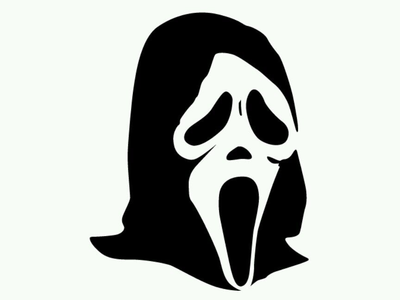 Наклейка на Авто / Мото / Витрину на Стекло Кузов " Хэллоуин - Halloween - Крик - Гоустфейc " черный цвет