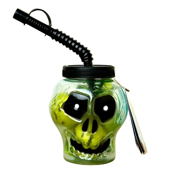 Склянка з трубочкою зелений Череп Halloween Skeleton Windel з солодощами