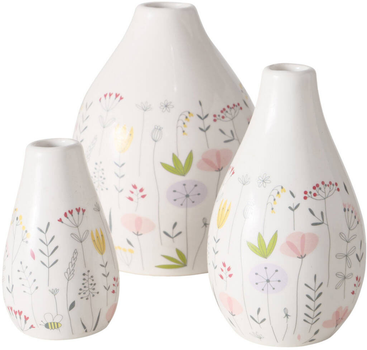 Zestaw wazoników Boltze Florina ceramicznych we wzór polnych kwiatów 3 szt (4066076322282)