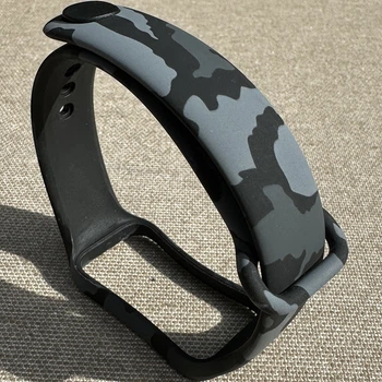 Силіконовий ремінець MRK для Mi Smart Band 8 Active/ Redmi Smart Band 2 з дизайнерським принтом сірий камуфляж (mrk3521)