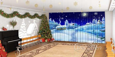 Новорічні Фото Штори в дитячий сад PHOTODECOR "Зимове село"