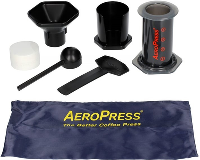 Zestaw AeroPress Zaparzacz do kawy AeroPress + Filtry papierowe 350 szt + Mieszadło + Miarka + Lejek + Pokrowiec 250 ml (085276000824)