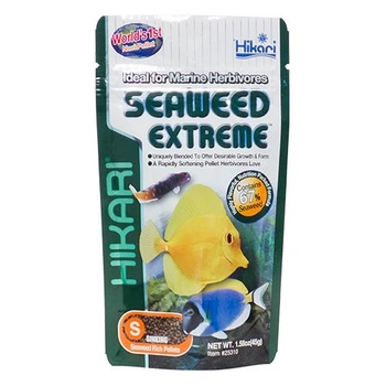 Корм Hikari Marine Seaweed Extreme Small 45г (гранулы) ~1мм для маленьких растительноядных морских рыбок длиной 3-10см Тонущий