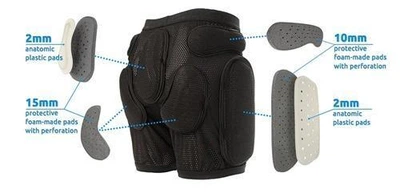 Спеціальні захисні шорти Sport Gear SNB(з пластиковими вставками), для сноуборду, роликів і ковзанів
