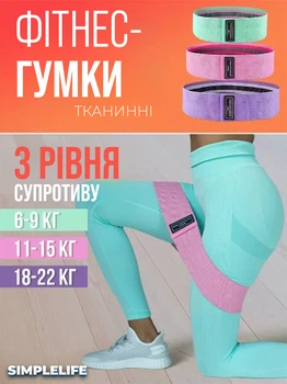 Резинки для фитнеса эспандер тканевый тренажер универсальный SimpleLife