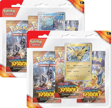 Карти для настільної гри Rebel Pokémon TCG: Scarlet & Violet - Surging Sparks - 3-Pack Blister Box 12 шт. (820650869396)