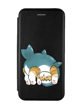Чохол-книжка чорний з малюнком на Samsung Galaxy A33 5G Котик акула (принт 378)