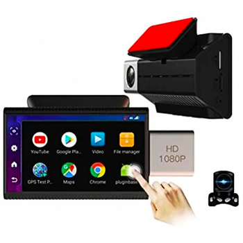 Відеореєстратор 3" сенсорний екран Full HD Android 4G GPS WiFi ADAS BT 2 камери AKS11