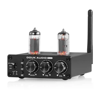 Ламповий підсилювач Douk Audio P6 MINI, HiFi, Bluetooth, стерео, аудіо регулятор тембру Black