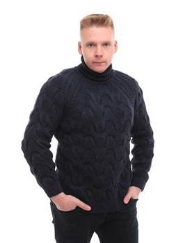 Свитер мужской темно-синий вязанный зимний 230-658-03 XL