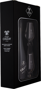Закарпатский виноградный крепкий напиток Chateau Chizay Grape White Blend 0.5 л 42% + два бокала в подарочной упаковке (4820001632255R)
