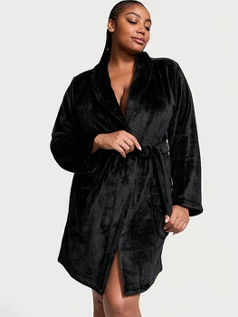 Халат Victoria's Secret Short Cozy Robe Black Logo New XS\S Чорний (26865822)