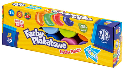 Farby plakatowe Astra 12 kolorów 20 ml (5901137190815)