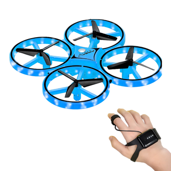 Интерактивный детский дрон с управлением рукой и яркой подсветкой UFT HandCopter Blue