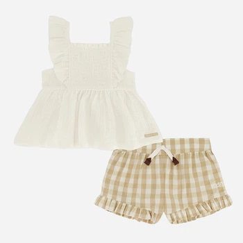 Дитячий літній комплект (майка+шорти) для дівчинки Calvin Klein 610228290 86 см Білий/Бежевий (1159815645)
