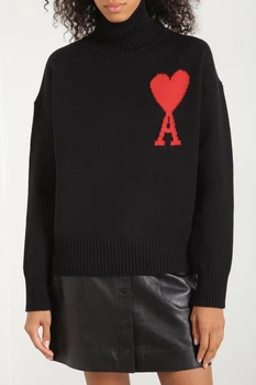 Свитер Ami Paris Ami de Coeur Sweater Red с горловиной Размер S Черный