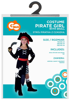 Strój karnawałowy Godan Piratka z czaszką 120-130 cm (5901238657781)